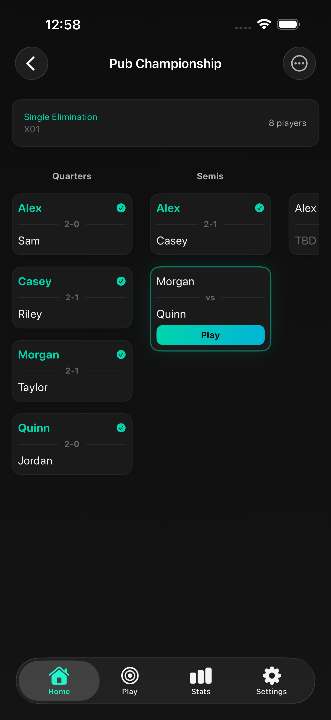 Tournament bracket view